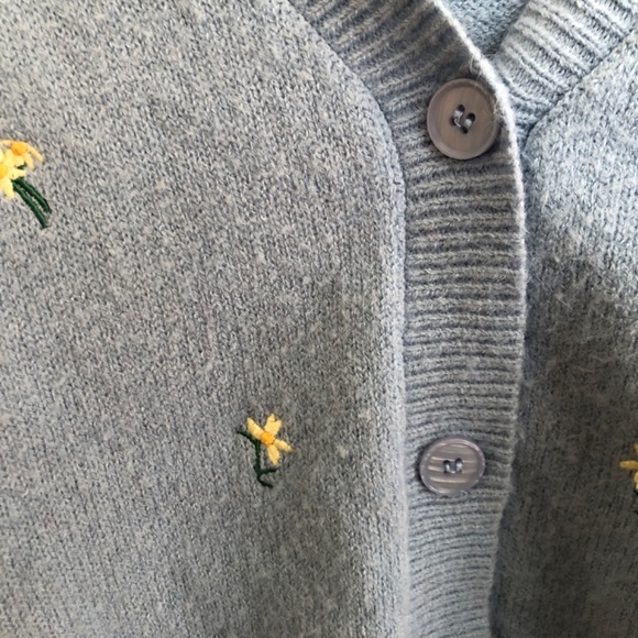 Witty Fox pale blue cardigan with little embroidered flowers - Picture 4 of 5